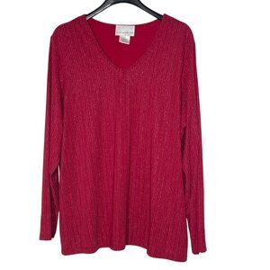Susan Graver Metallic Stripe Liquid Knit Slinky Stretch Top Sz 2X Holiday Party